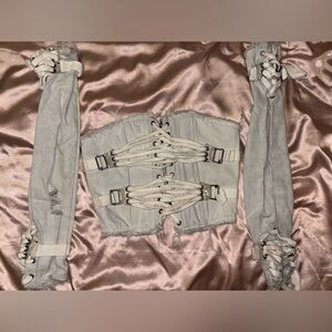 Dolls Kill Darker Wavs Distortion Lace-Up Corset + Gloves Set
